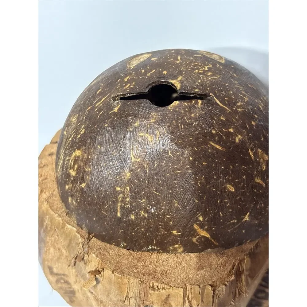Vintage Dick's Last Resort Tiki Style Coconut Head Coin Bank Made in Philippines